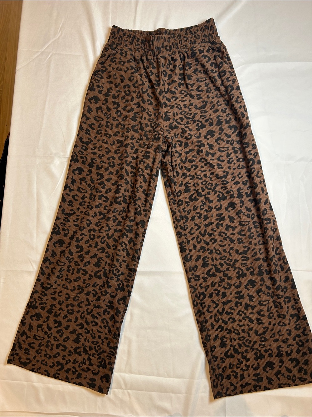 Leopard Print Wide Leg Pants - Brown & Black